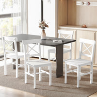 Wooden Dining Chairs Set of 4, Kitchen Chairs with Cross Back, Solid Structure for Living Room and Dining Room, White