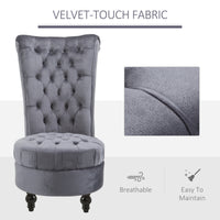 45" Tufted High Back Velvet Accent Chair Living Room Soft Padded Couch Lounge Ash Grey