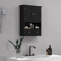 Medicine Cabinet, Bathroom Wall Cabinet with Shelf and Drawers for Hallway, Living Room, Black
