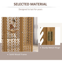 3 Panel Room Divider, 5.6ft Tall Wood Folding Privacy Screens, Freestanding Partition Wall Dividers, Light Brown