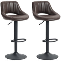 Swivel Bar Stools Set of 2, Faux Leather Upholstered Counter Height Barstools with Round Metal Base