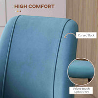 Upholstered Dining Chairs Set of 4, Velvet Accent Chair with Back and Wood-grain Steel Leg for Kitchen, Blue