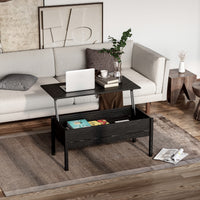 39" Modern Lift Top Coffee Table with Hidden Storage Compartment, Center Table for Living Room, Black