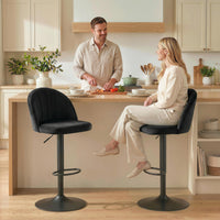 Bar Stools Set of 2, Swivel Counter Height Barstools with Footrest, Black