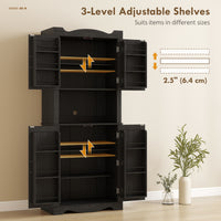 73" Kitchen Pantry Cabinet, Freestanding Kitchen Hutch with 12 Door Shelves, Adjustable Shelves, Microwave Stand, Black