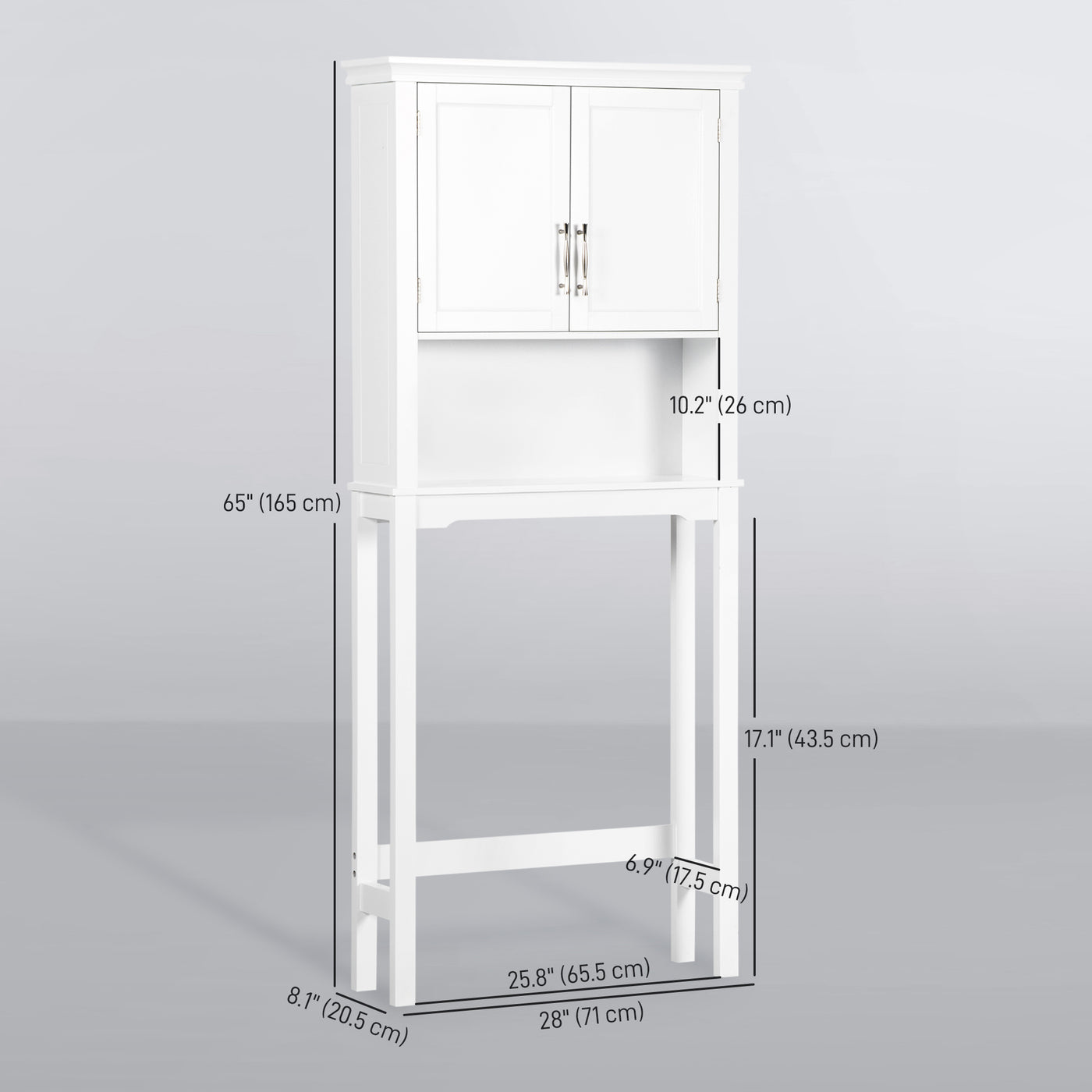 Over the Toilet Storage, Bathroom Cabinets Over Toilet, Cabinet Above Toilet with Doors and Shelves
