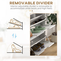Shoe Storage Cabinet with 4 Flip Drawers and Adjustable Shelf, Shoe Cabinet for 8-16 Pairs of Shoes, White