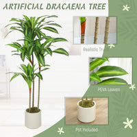 4FT Dracaena Fake Plant, Artificial Plant with Bendable Trunks for Home Office Decor, Green
