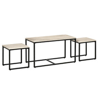 Nesting Coffee Table Set of 3, Modern End Tables with Black Metal Frame for Living Room Home Furniture, Natural