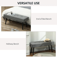 39" Upholstered Ottoman Bench, Corduroy Entryway Bedroom Bench with Padded Seat and Steel Legs for Bedroom, Grey