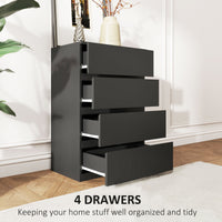 4 Drawer Chest Storage Cupboard Freestanding Drawer Unit, Black