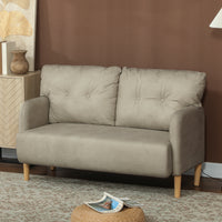 58" 2 Seat Sofa, Modern Love Seats Furniture, Upholstered 2 Seater Couch, Solid Wood Frame, Beige