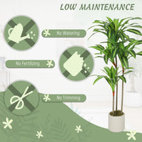 4FT Dracaena Fake Plant, Artificial Plant with Bendable Trunks for Home Office Decor, Green