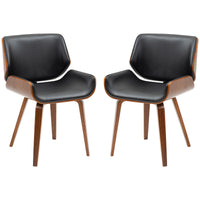Dining Chairs Set of 2, PU Leather Kitchen Chairs with Upholstered Seats and Solid Wood Legs for Dining Room, Black