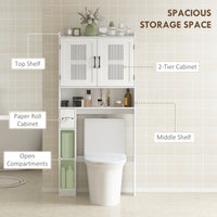 Over the Toilet Storage Cabinet, Bathroom Organizer with Adjustable Shelf, Toilet Paper Holder for Bathroom, Laundry