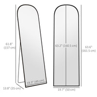 Arched Standing Mirror, 64" x 20" Full Length Mirror, Free Standing or Wall Mounted for Living Room, Bedroom, Black