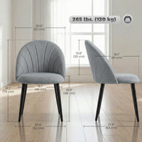 Modern Dining Chairs Set of 4, Upholstered Dining Room Chairs with Metal Legs, Shell Backrest, Padded Seat, Grey