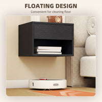 Floating Nightstand Set of 2, Wall Mounted Bedside Table with Drawer for Bedroom Black
