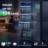 3.2 Cu.Ft Beverage Refrigerator, 139 Can Beverage Fridge Cooler with Double-Layer Glass Door