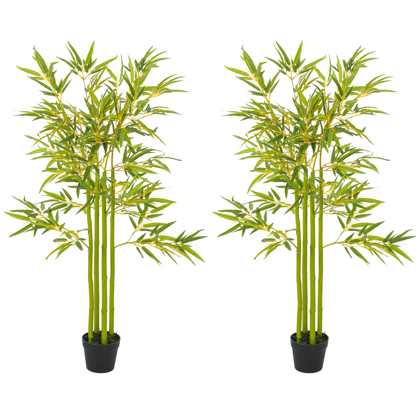 4FT Artificial Bamboo Tree Set of 2, Faux Decorative Plant in Nursery Pot for Indoor Decor