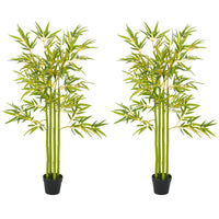 4FT Artificial Bamboo Tree Set of 2, Faux Decorative Plant in Nursery Pot for Indoor Decor