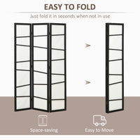 5.6ft Folding Room Divider, 3 Panel Wall Partition with Wood Frame for Bedroom, Home Office, White