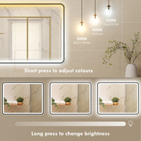 36" x 28" Bath Mirror with LED Lights, Wall Mounted Restroom Mirror, 3 Colours, Dimmable, Horizontal/Vertical, Black