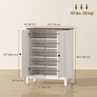 Shoe Cabinet with Barn Doors, Farmhouse Shoe Storage Cabinet with Adjustable Shelves, Holds up to 15 Pairs, White