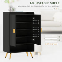 Entryway Shoe Storage Cabinet, Narrow Shoe Cabinet with Adjustable Shelves and Open Shelf for 15 Pairs of Shoes, Black