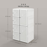 Portable Wardrobe, Foldable Storage Organzier with 8 Compartments, Magnet Doors, White