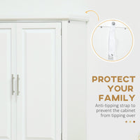 72" Kitchen Pantry Cabinet, Freestanding Storage Cabinet, 4-Door Cabinet with Drawer and Adjustable Shelves, White