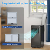 8000 BTU Portable Air Conditioner with Cooling, Dehumidifier, Remote Control, 24-Hour Timer, Window Mount Kit, Black