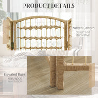 8 Panel Folding Room Divider, Portable Privacy Screen, Wave Fiber Room Partition for Home Office, Natural