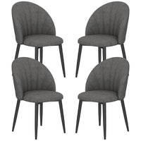 Modern Dining Chairs Set of 4, Upholstered Dining Room Chairs with Metal Legs, Shell Backrest, Padded Seat, Dark Grey
