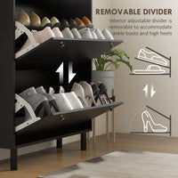 Shoe Storage with 3 Flip Drawers and Adjustable Shelves, Entryway Shoe Storage Cabinet for 24 Pairs of Shoes, Black
