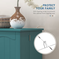 41" Storage Cabinet, 2-Door Kitchen Pantry Cabinet with 5-tier Shelving, 12 Spice Racks, Adjustable Shelves, Teal Blue