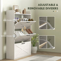Narrow Shoe Storage Cabinet Farmhouse Shoe Cabinet with 3 Flip Drawers Adjustable Shelves for Entryway White Oak