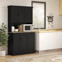 71" Kitchen Pantry Buffet with Hutch Storage Cabinet Microwave Oven Stand with Drawer, Black
