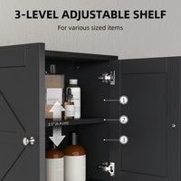 Farmhouse Bathroom Medicine Cabinet, Wall Cabinet with Barn Doors, and Adjustable Shelf for Laundry Room, Black