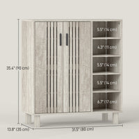 Shoe Storage with Double Doors and Open Shelves 17 Pair Shoe Storage Organizer for Entryway Hallway Light Grey