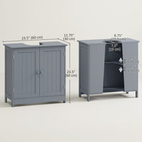 Bathroom Vanity, 24" Pedestal Sink Bathroom Vanity Furniture with 2 Doors and Shelf, Grey