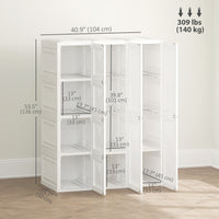 Portable Wardrobe, Foldable Plastic with 8 Compartments, 2 Hanging Rods and Magnetic Doors, White