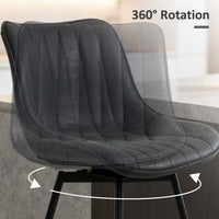 Set of 2 Counter Height Barstools, PU Leather Upholstered Bar Stools with Backrest, Footrest and Steel Legs, Black