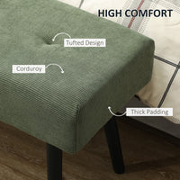 39" Upholstered Ottoman Bench, Corduroy Entryway Bedroom Bench with Padded Seat and Steel Legs for Bedroom, Green