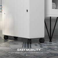 Bathroom Storage Cabinet, Bathroom Cabinet with 4 Rolling Wheels and Paper Holes, 20.5" x 6.75" x 26.5", White