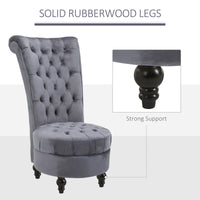 45" Tufted High Back Velvet Accent Chair Living Room Soft Padded Couch Lounge Ash Grey