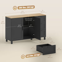 Buffet Cabinet with Soft-Close Doors, Modern Sideboard with 3 Drawers for Living Room, Kitchen, Dining Room, Black