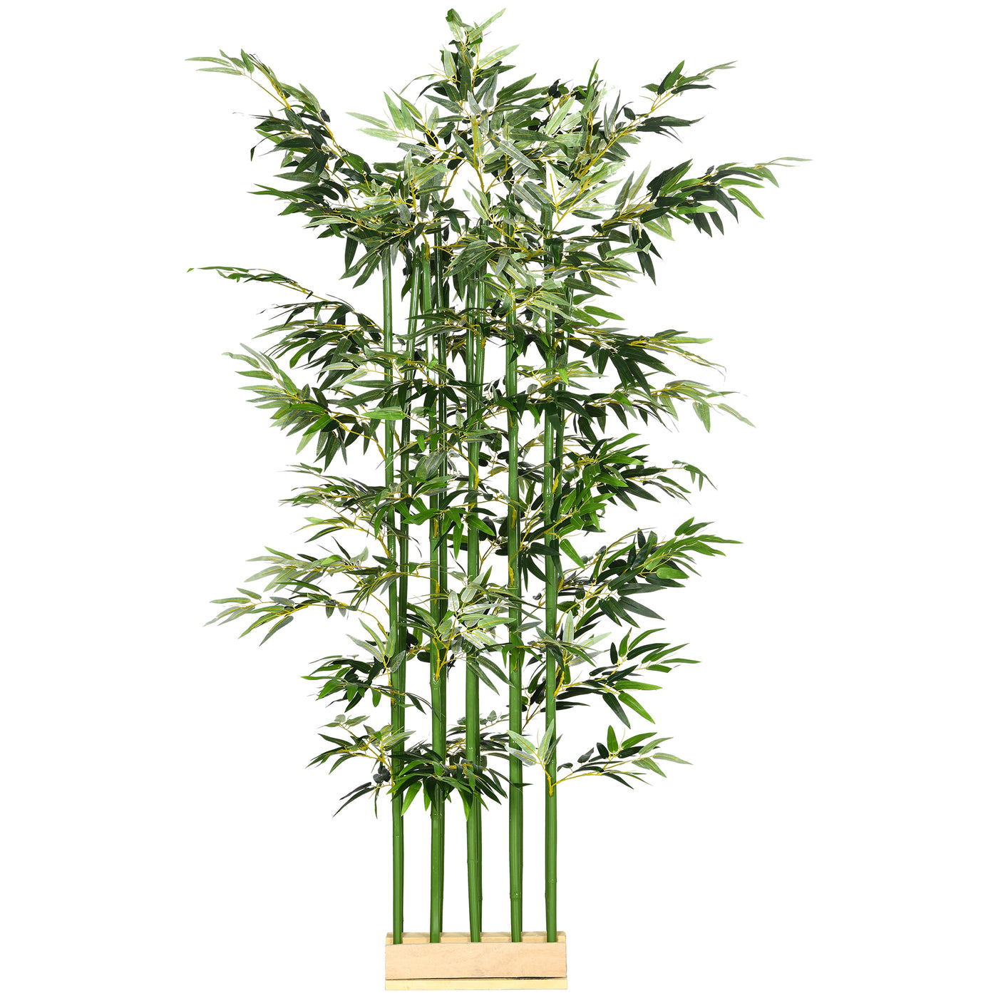 5ft Tall Artificial Bamboo Tree, Decorative Faux Plant with Pine Wood Base for Indoor Home Office Decor