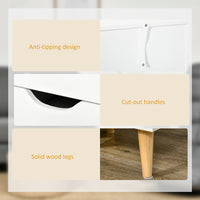 Bedside Table, Modern Nightstand with 3 Drawers, Side End Table with Wood Legs for Living Room, Bedroom, White