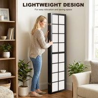 6 Panel Room Divider, 5.6 ft Folding Wall Divider Room Partition for Home Office, Bedroom, Living Room, Black